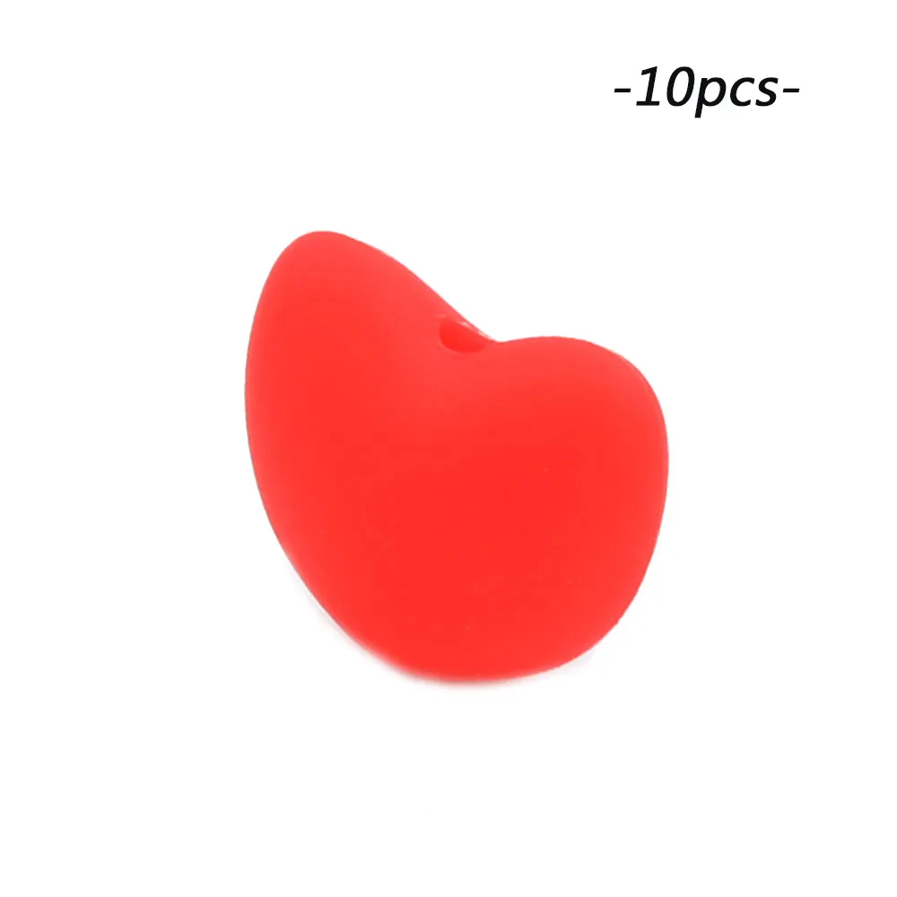 scarlet red LOFCA 10 шт Силиконовая соска бисер ребенок прорезывание зубов игрушки жевательные Новорожденные кормящие Прорезыватели бусины прорезывание зубов ожерелье аксессуары - Цвет: scarlet red