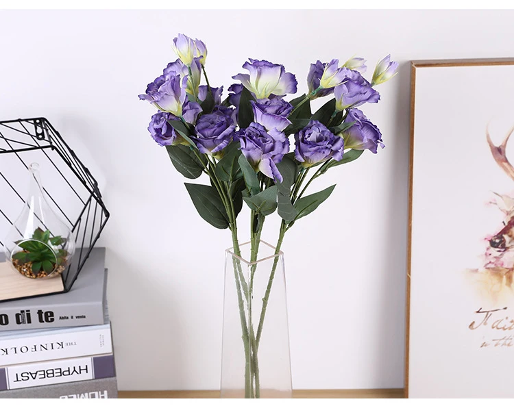 1 шт. Европейский искусственный цветок 4 головки поддельные Эустома Gradiflorus Lisianthus Рождество Свадьба Праздник декор дома 9 цветов