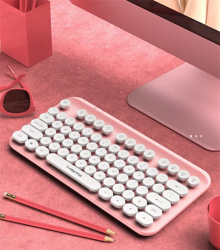 

POWKIDDY Y60 Gaming Keyboard Wireless Mini-Computer Notebook Home Office Punk Business 2.4G Wireless Keyboard Exquisite Gift