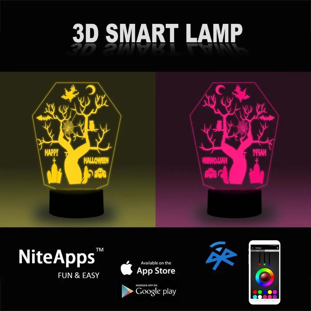 NiteApps 3D Хэллоуин Дерево ночник стол Иллюзия украшение лампа подарок на день