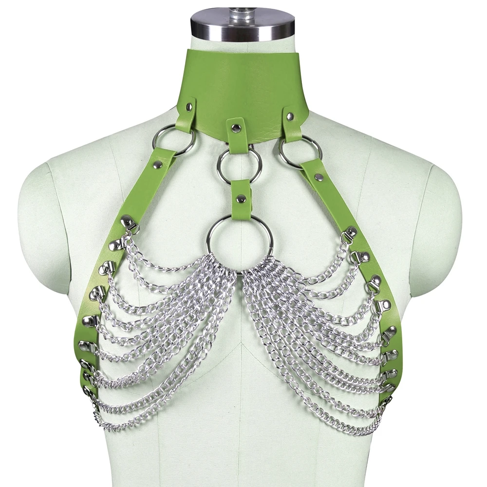 Women Sexy Lingerie Leather Body Cage Bondage Harness 90s Body Harness Belt Gothic Crop Tops Cage Bralette Fetish Harness