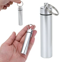 aluminum keychain portable multifunction pill box toothpick storage box waterproof keyring tablet case holder car accessories