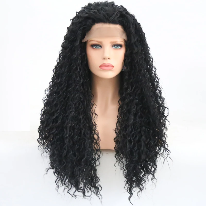 Длинные черные парики RONGDUOYI из высокотемпературного волокна синтетические