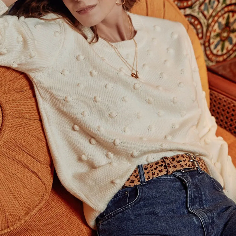 Pull Vintage Chic Sweater Femme Knitwear Women Hairball Pullover 100% Merino Wool Buff 2020cc Casual Knitted Jumper Pullovers | Женская
