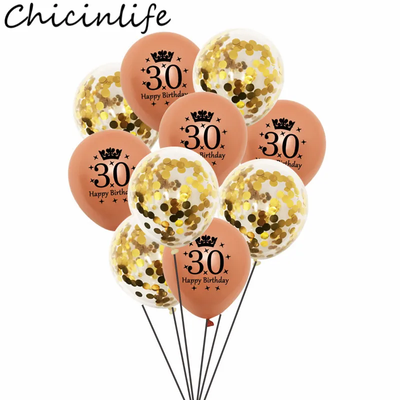 Chicinlife 10 шт. 12 дюймов с днем рождения 30 40 50 60 лет латексные воздушные шары день