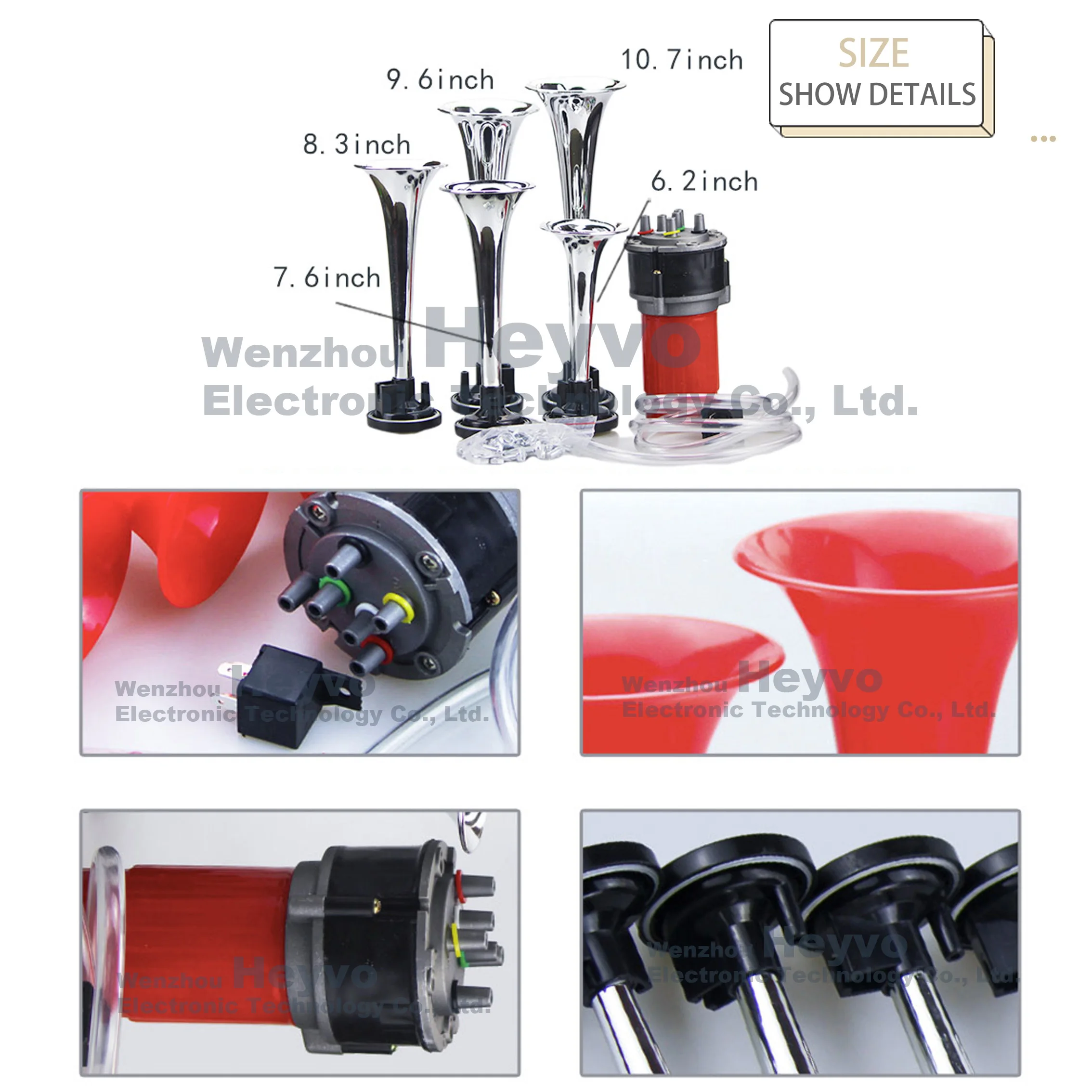 Клаксон Dixie с 5 трубками громкие красные трубы музыкальные звуковые сигналы