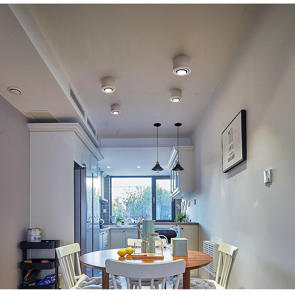 DBF-luz descendente de superficie regulable giratoria de 360 grados, 5W, 7W, 9W, 15W, foco de techo para el hogar, sala de estar, pared de fondo de sala de estar