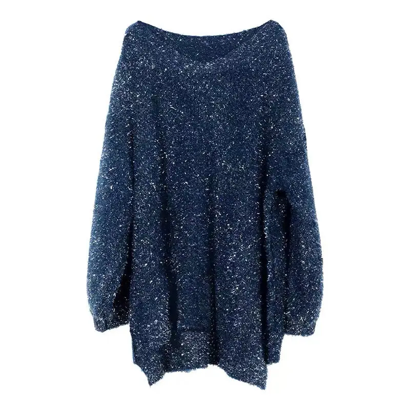 

Winter new sweater women's flashing silk western style wild lazy loose knit sweater