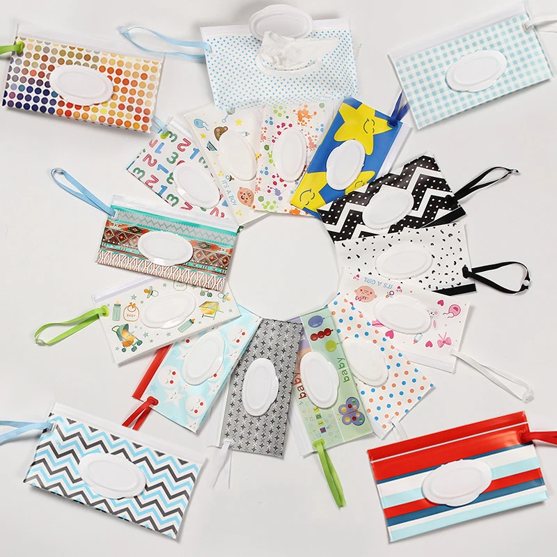 

Cartoon cute EVA Baby Wet Wipes Bag little fish stripes make up Portable Cleaning Clamshell Container Case Kids Reusable Box