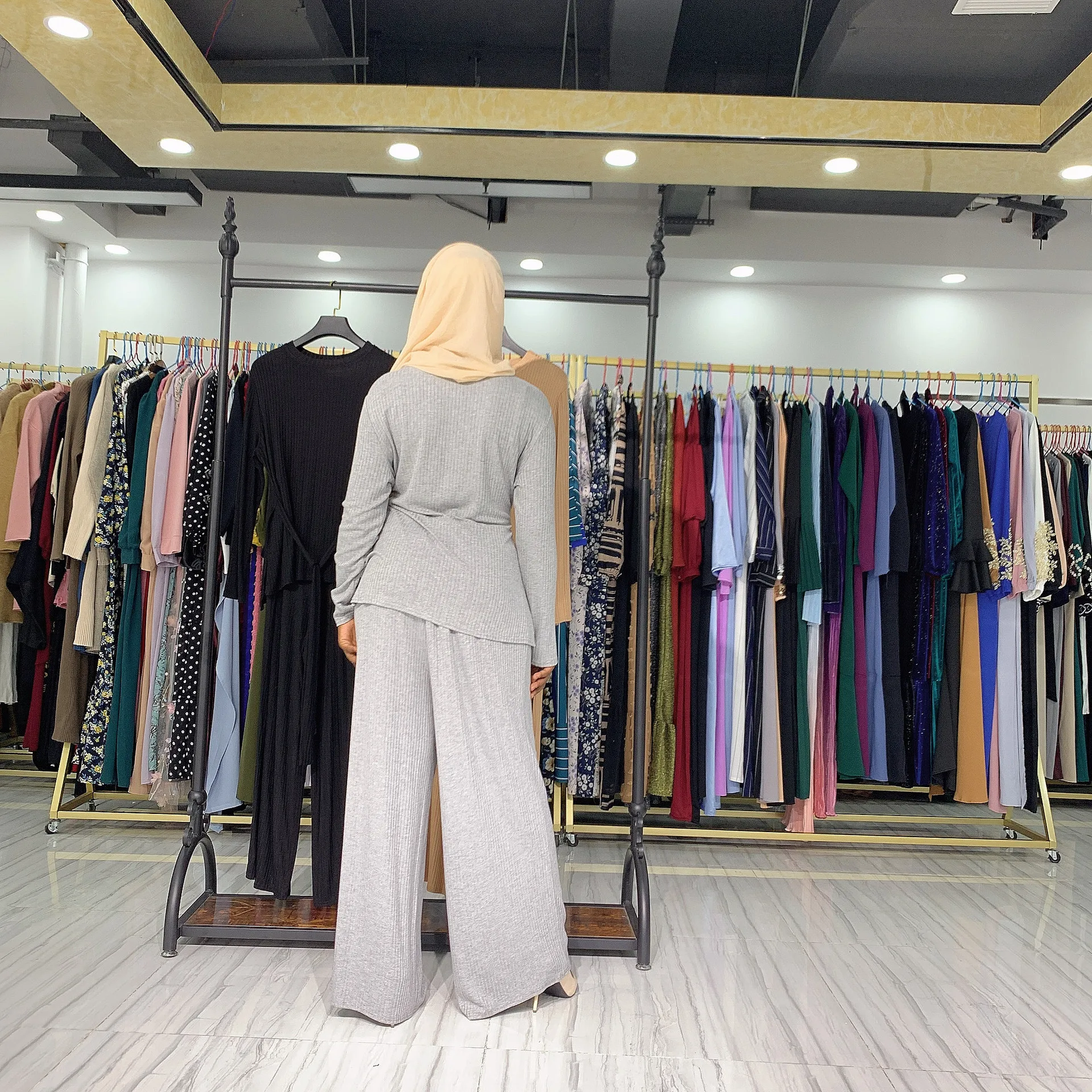 

Knitting Abaya Dubai Turkey Muslim Fashion Sets Autumn Winter Abayas Women American Islam Clothing Robe Femme De Moda Musulman