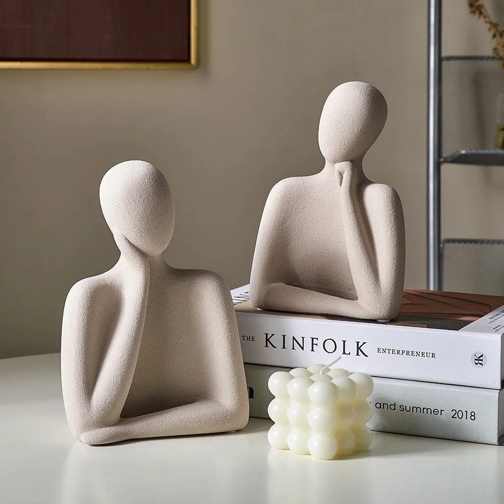 Estatua de cer&aacute;mica abstracta n&oacute;rdica para el hogar, decoraci&oacute;n moderna para sala de estar y oficina, decoraci&oacute;n minimalista-1