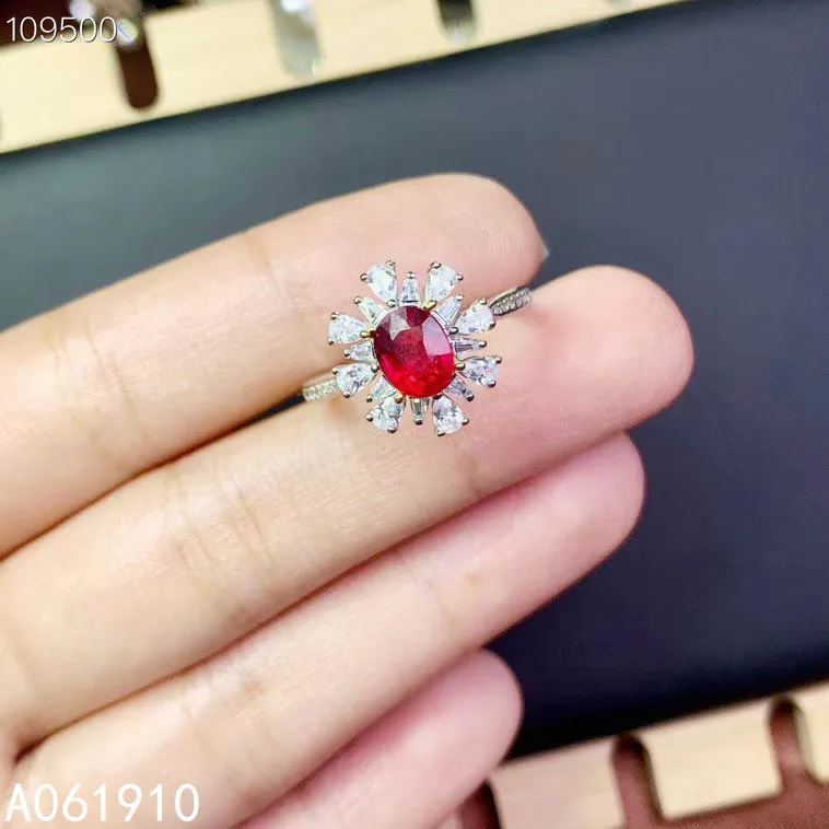 

KJJEAXCMY fine jewelry 925 sterling silver inlaid natural ruby gemstone female ring support detection exquisite