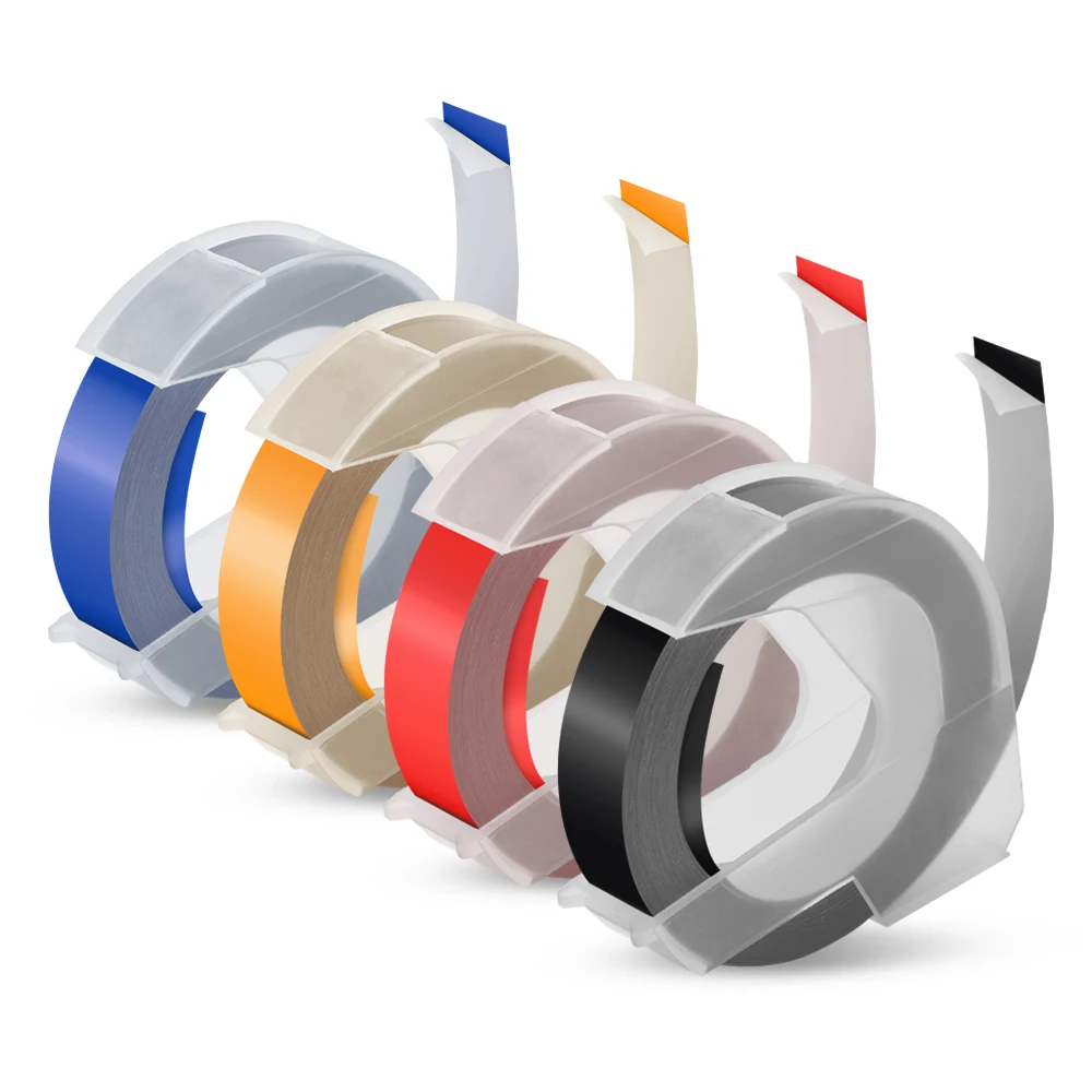 

4PK Label Tape 9mm For DYMO 3D Plastic Embossing Tape DIY 3D Embossing Tape Plastic for Dymo Motex E101 Manual Label Maker