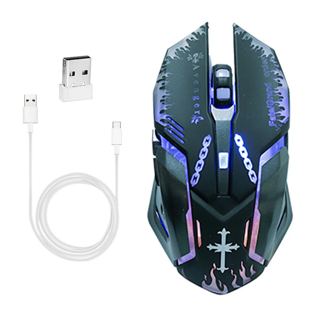 

Беспроводная мышь 2,4G Gamer 2400DPI, 6 кнопок, светодиодный, игровая мышь, настольный компьютер, перезаряжаемая мышь для ПК, ноутбуков, игр