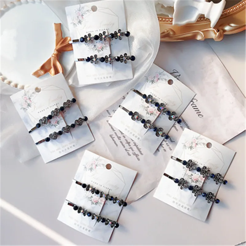 

Hair Grip Clip Sets Hairpin For Women Girl Rhinestone Crystal Flower Korean Handmade Fashion Head Accessories Mujer Wholesale