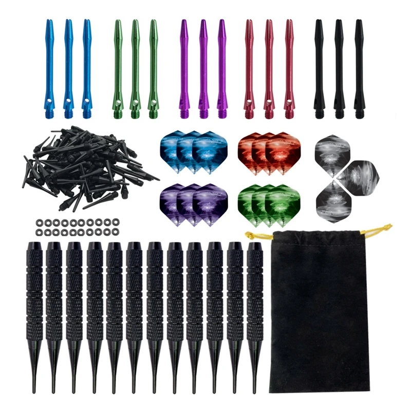 

12pcs Tip Darts Aluminum Shaft with 100 Nylon Soft Tips for Electronic Dartboard H053