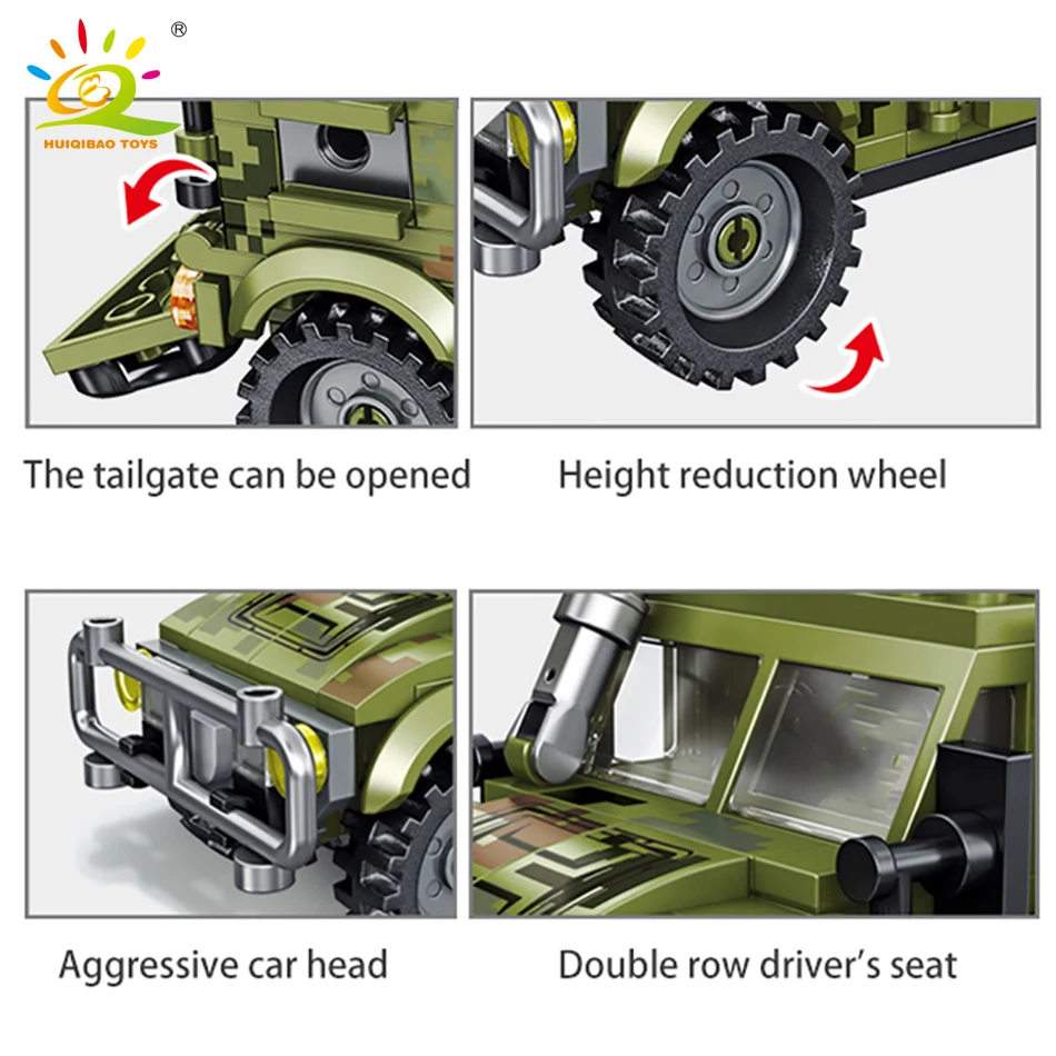 HUIQIBAO 269PCS Military WW2 Missile Car Model Building Blocks Army Truck Soldier Bricks Set Educational Toys For Children - купить по