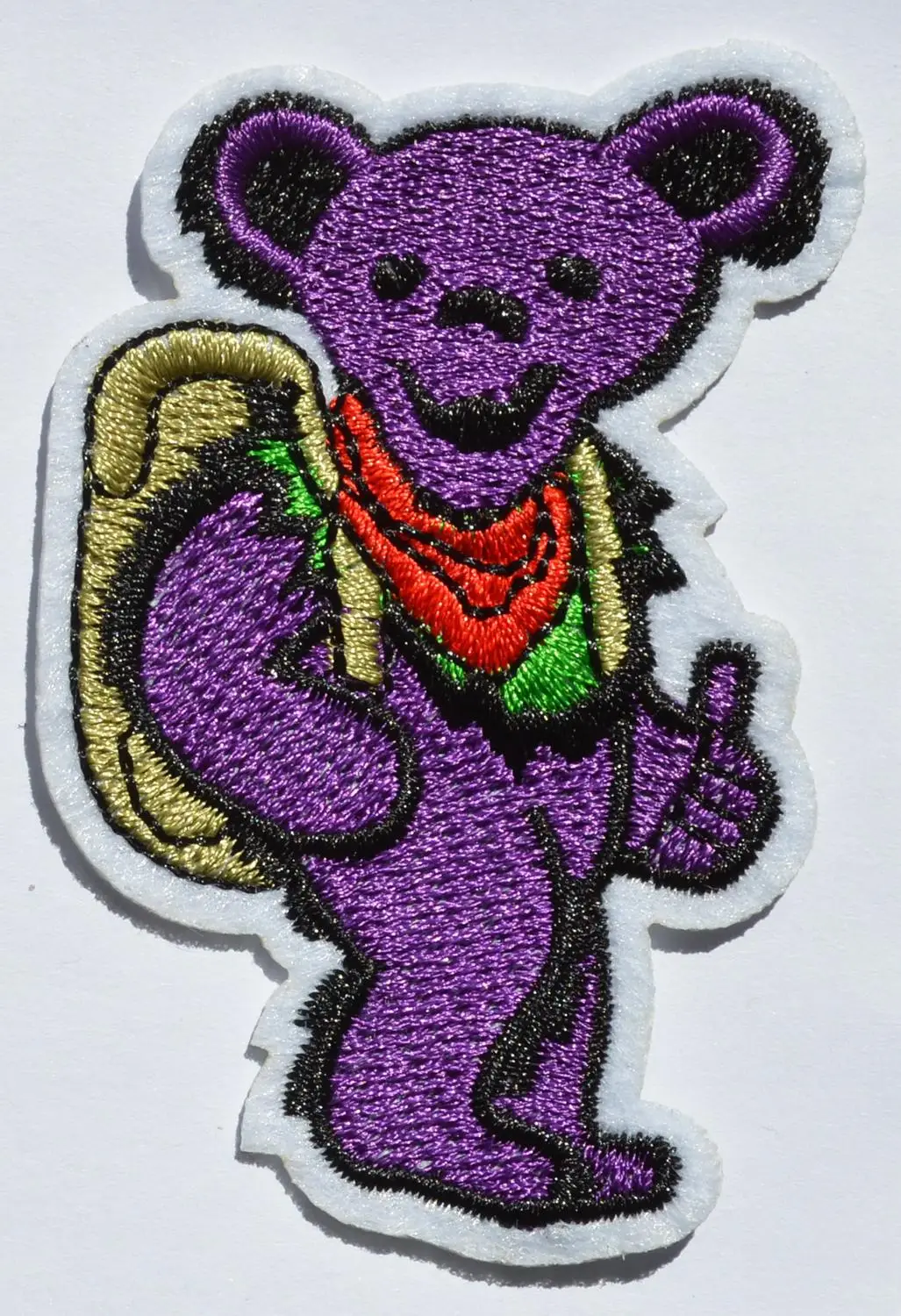 (5 pcs) Purple Grateful Dead Dancing bolt bear ~ hitching ~ shakedown USA - Embroidered Iron On Patch ( about 5 * 7.5 cm)