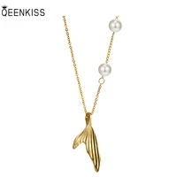 qeenkiss nc723 fine jewelry wholesale fashion woman girl birthday wedding gift fishtail clavicle 18kt gold pendant necklace
