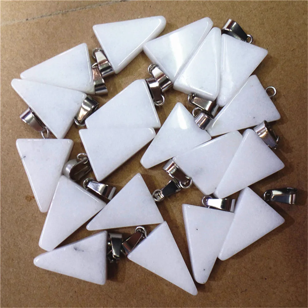 

50 шт. 20x15x6 мм оптом белый малайские нефритовые Треугольник Кулон из бисера DIY серьги ювелирные изделия аксессуары S606