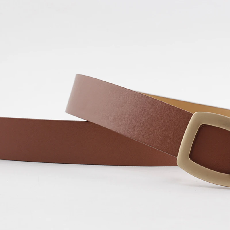 Женский ремень с квадратной пряжкой дизайнерский из искусственной кожи