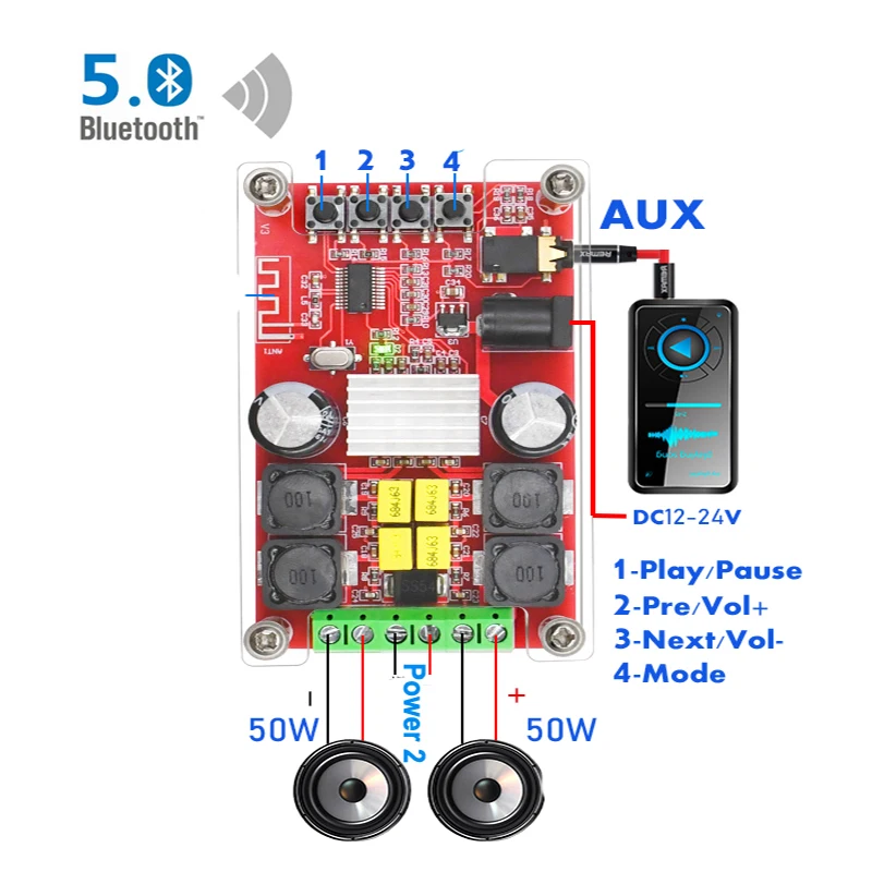 Усилитель Bluetooth TPA3116D2 2*50 Вт аудиоусилитель 2 0 канала класса D TPA3116 стерео цифровой