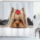 Yorkie душевая занавеска лежачий Йоркширский терьер с лентой Yorkie Love портрет собаки комплект для декора ванной комнаты