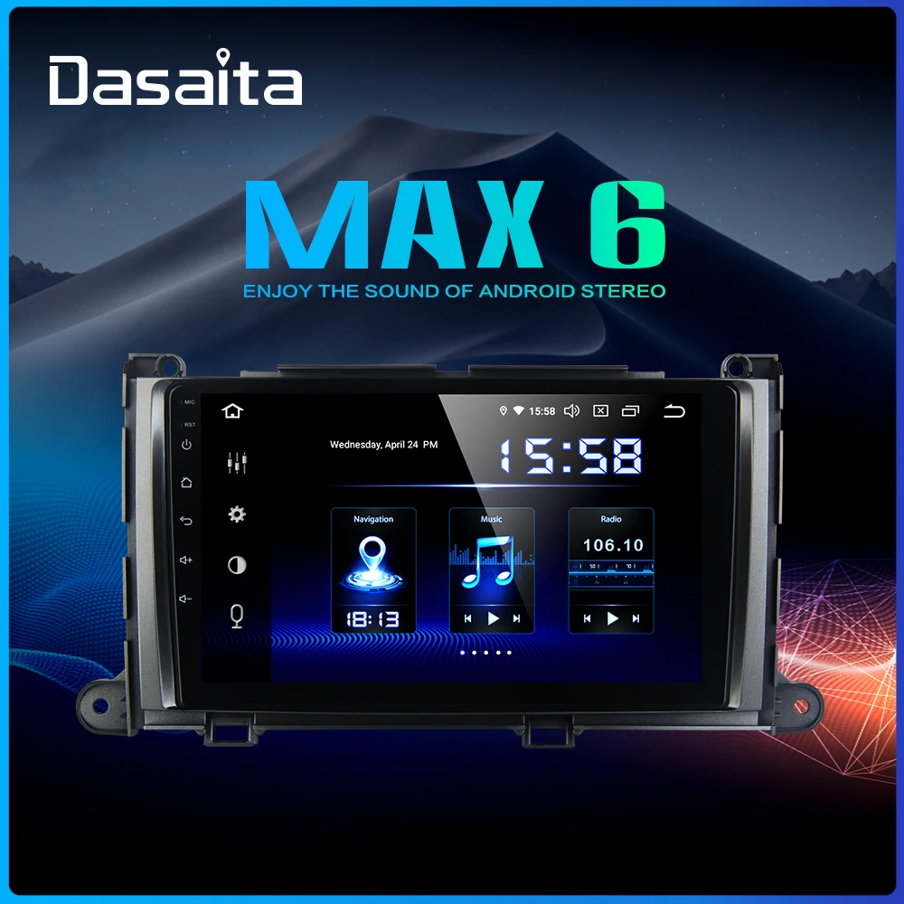 Dasaita " ips 1 din автомагнитола Android 9,0 DSP для Toyota Sienna XL30 2010 2011 2012 2013 gps навигатор 4 Гб ram