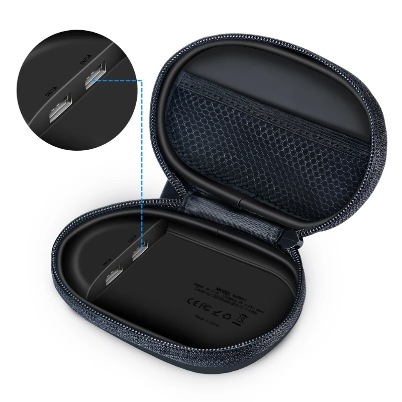 

H3CA 2000mAh Dual USB Earphone Charging Case Box for Bluetooth Earphone Cellphone