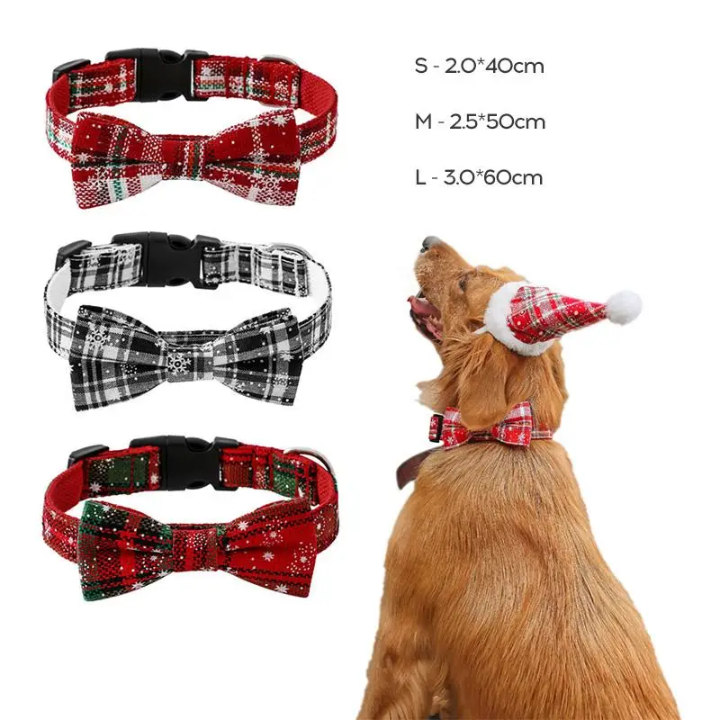 

New Products Christmas Dog Hat Dog Collar Snowflake Pet Collar Dog Bow Tie Pet Supplies