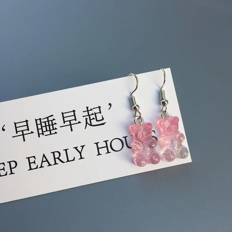 

2020 trend cute earrings for women Bear pink trendy Unusual earrings fashion jewelry Gifts for the new year