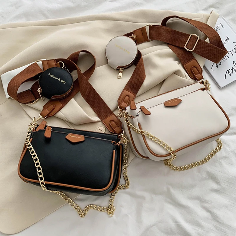 Модная женская сумка через плечо на цепочке дизайнерская мессенджер широком