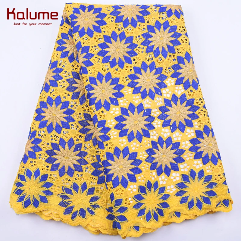 Kalume новейшая 100% хлопчатобумажная кружевная ткань с отверстиями африканская
