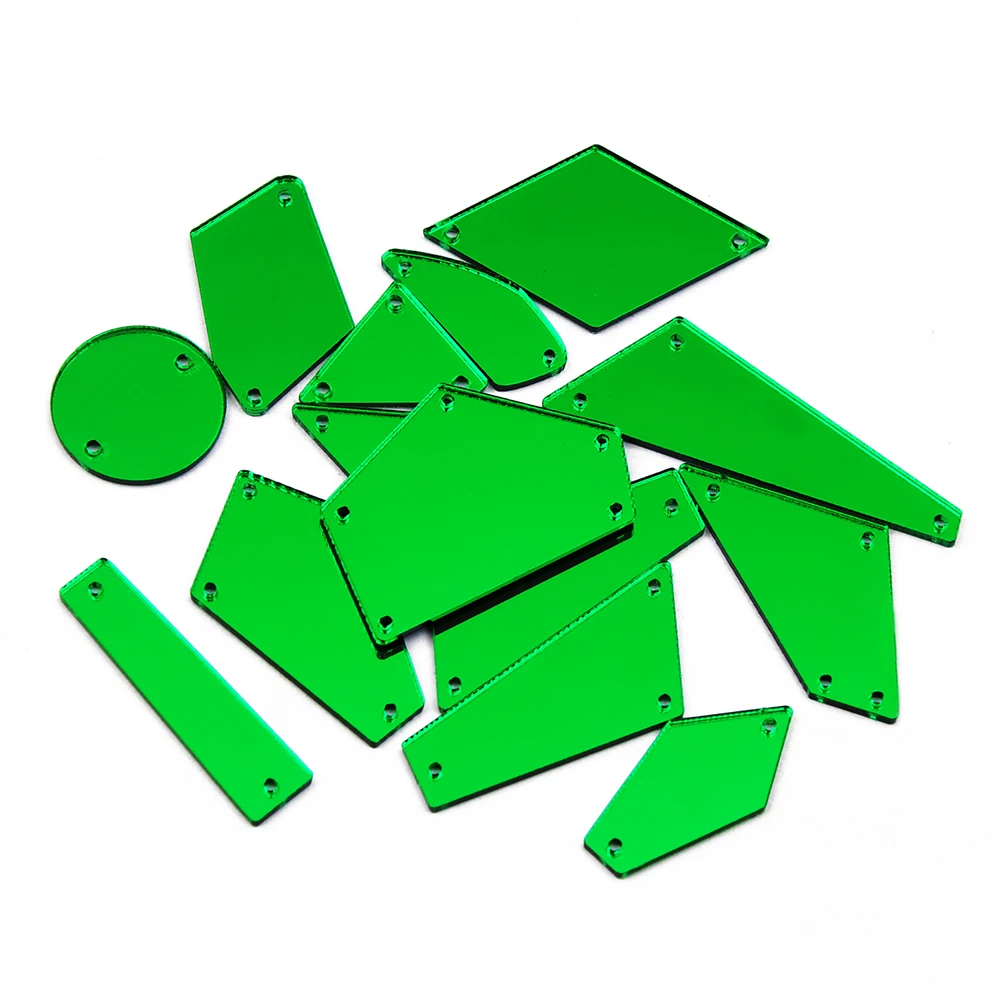 Стразы с зеленым зеркалом 30 шт. пришивные стразы нерегулярным акриловым