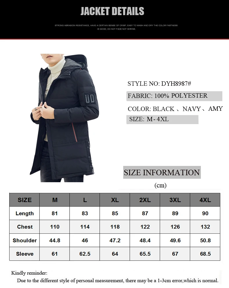

H.S.Bonnie Winter 90% White Duck Down Jacket Men Hooded Coat Causal Men Down Parka Warm Clothes For Men Streetwear Winter Jacket