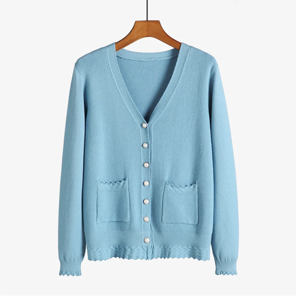 Женский свитер на пуговицах с V-образным вырезом повседневный женский Кардиган