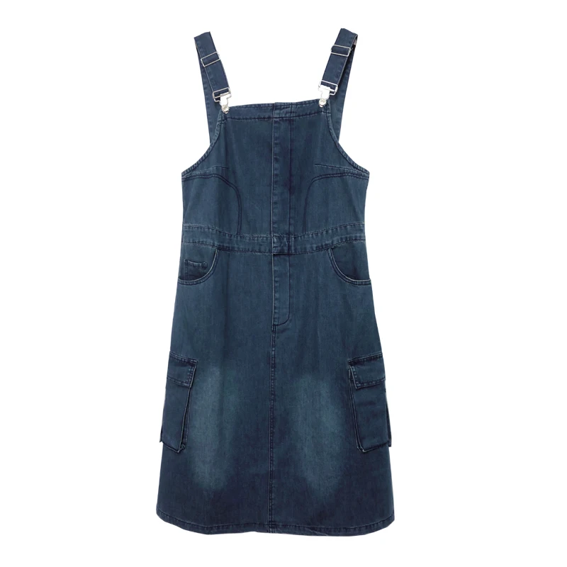 

Denim Maxi Dress Women Baggy Suspenders Long Jeans Dresses Female Casual Strap Vintage Oversize Big Pocket Cowboy Dress Vestidos