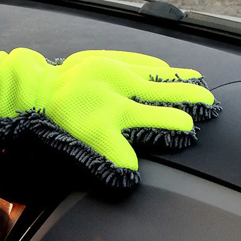 

Перчатки для мытья автомобиля с 5 пальцами, мягкие многофункциональные двухсторонние полотенца для мойки автомобиля, мотоцикла, сушки