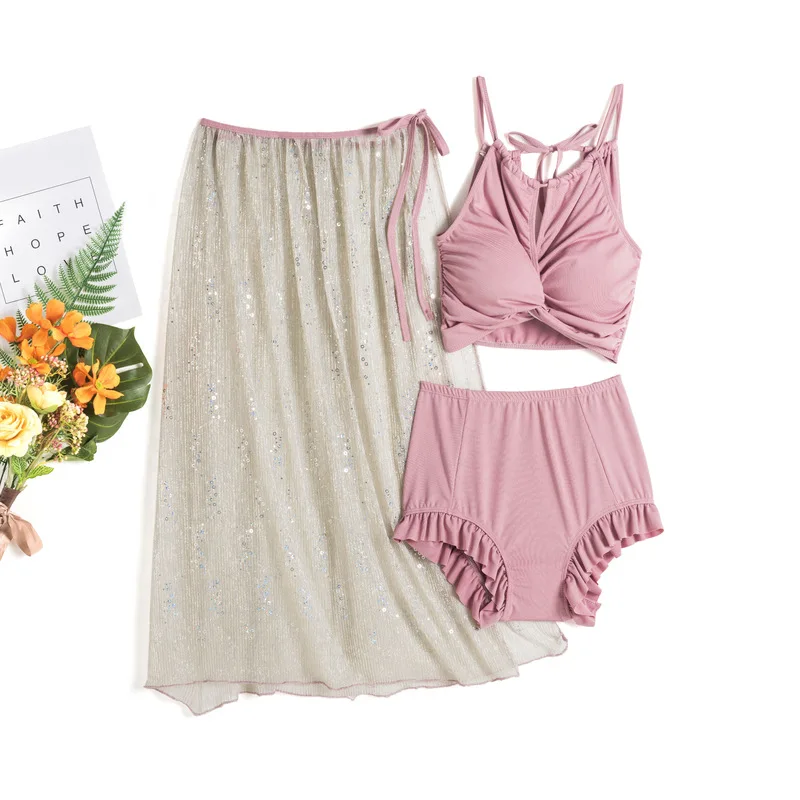 2020 сексуальный комплект бикини с высокой талией пляжный бюстгальтер топ +