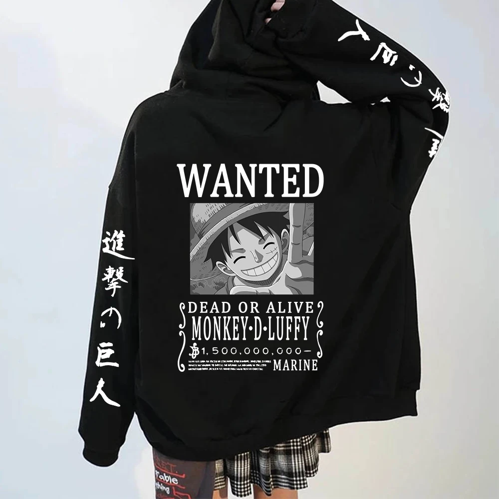 Attack on Titan One Piece Luffy Hoodie Fashion Anime Printed Sweatshirt Harajuku Hip Hop Streetwear Unisex Zipper