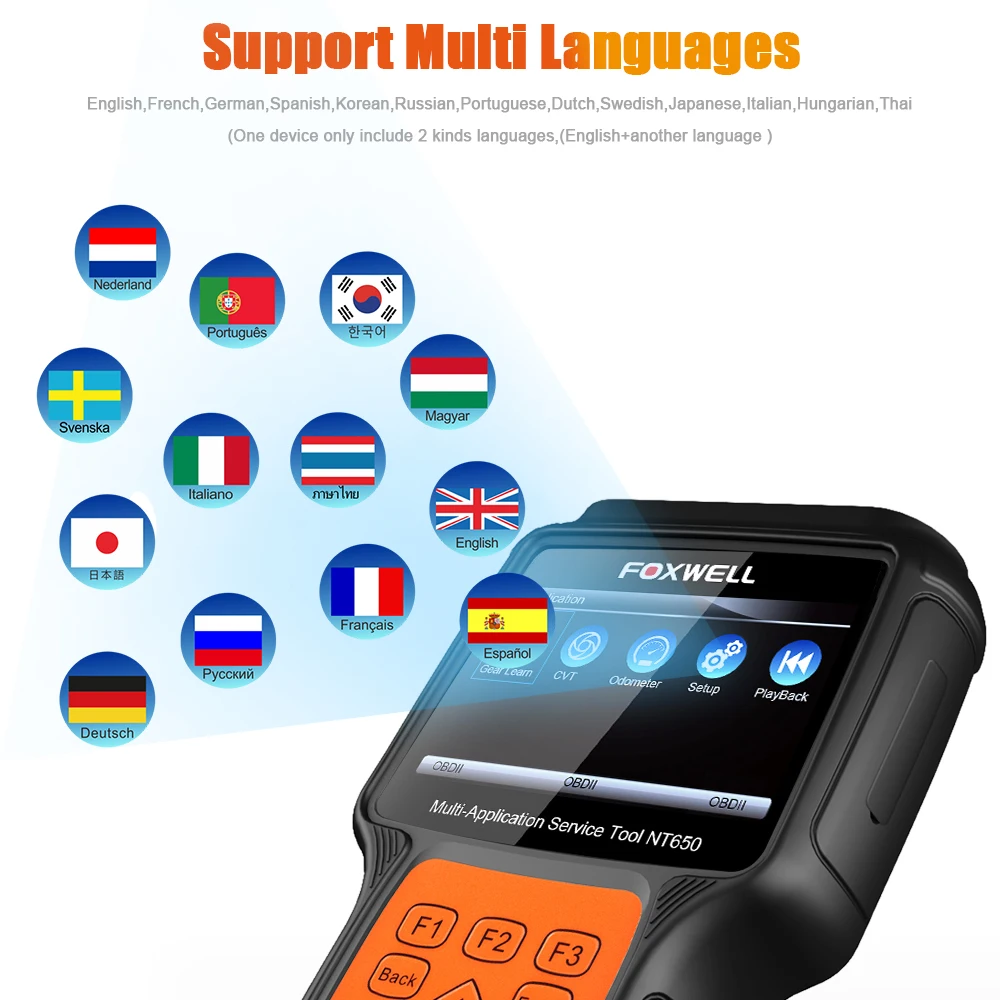 Автомобильный диагностический инструмент FOXWELL NT650 OBD2 инжектор DPF BMS EPB сброс масла