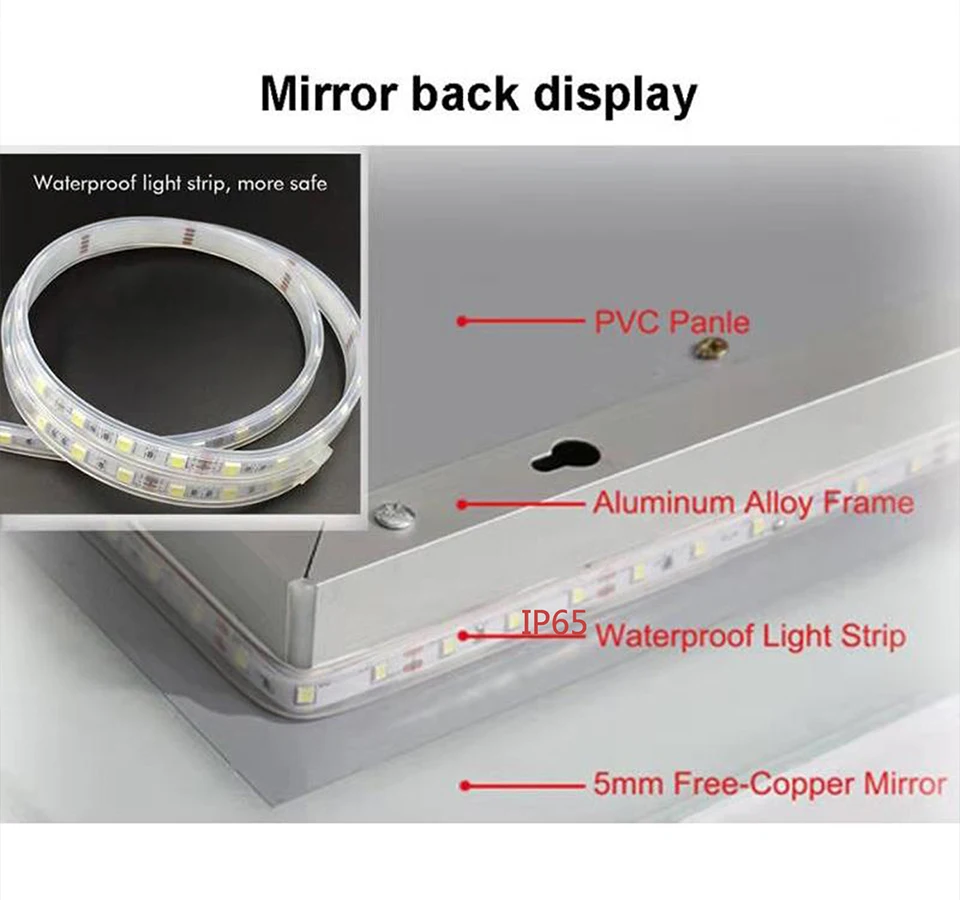 Bathroom Smart Mirror Wall Mount LED Adjustable BackLight Decorative Mirror Defogging For MakeUp Bluetooth-compatible Speaer images - 6