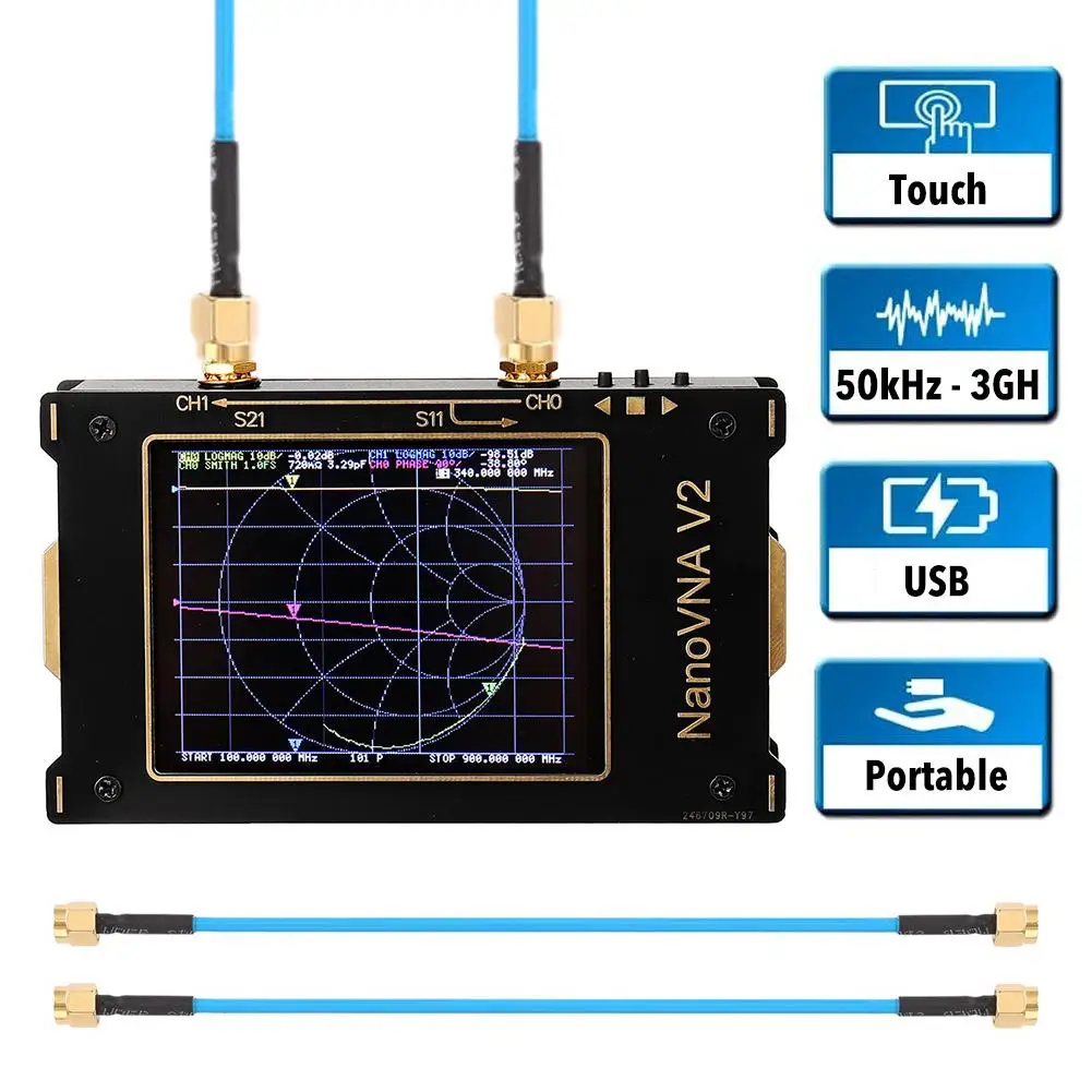 New 3.2 Inch LCD Display NanoVNA V2 HF VHF UHF Nano VNA Vector Network Analyzer Antenna With Battery Case |