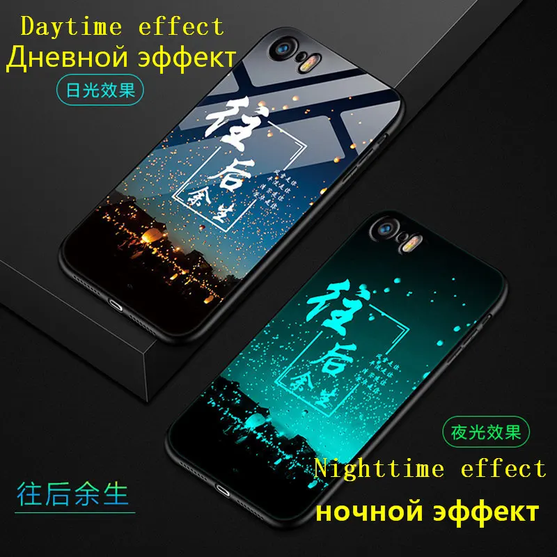 G Светящийся в темноте чехол для iPhone 5, 5s SE светящаяся задняя крышка из закаленного стекла для iPhone 6 6S 7 8 X XR XS 11 Pro Max чехол - Цвет: G