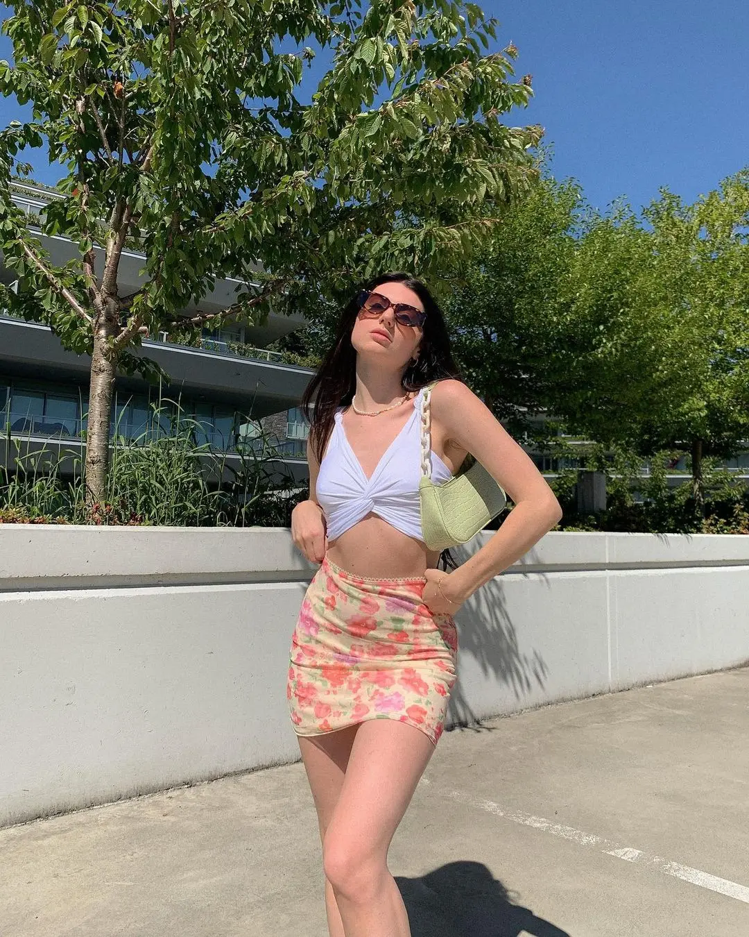 

2021 New Ladies Summer Temperament Bust Skirt, Girls Leisure Style Creative Floral Printing Short Hip Skirt for Dating Shopping