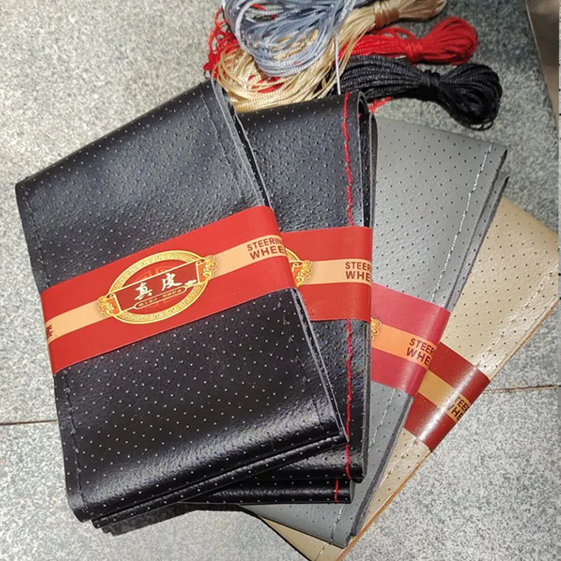 Верх из натуральной кожи чехол рулевого колеса автомобиля дышащая с