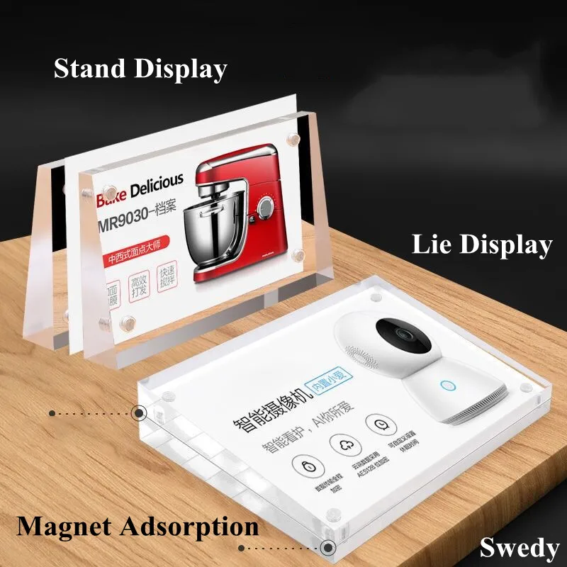 

Magnetic Clear Plastic Sign Holder Display Stands Table Menu Holder Small Acrylic Price Label Card Holder Tags