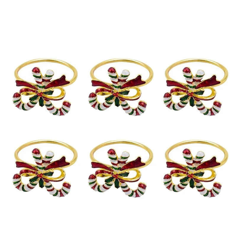 

6 Pack Napkin Rings for Table Wedding Receptions, Christmas, Thanksgiving and Home Kitchen for Casual or Formal (Candy)