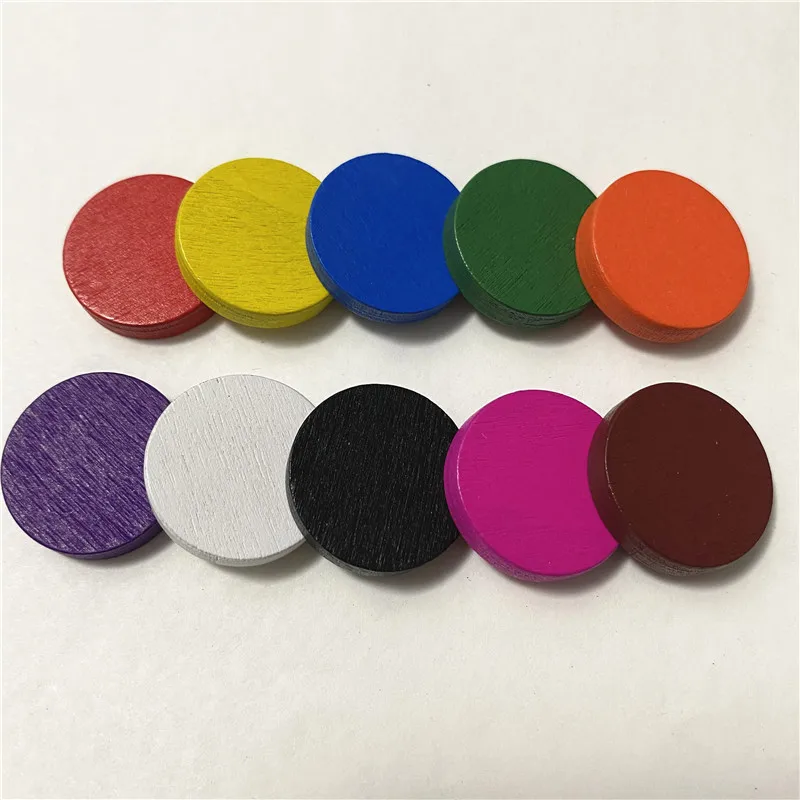 50 Pieces 25*5mm Colorful Wooden Circle Plate Chips Puzzle Chess For Board Game Accessories 10 Colors | Спорт и развлечения