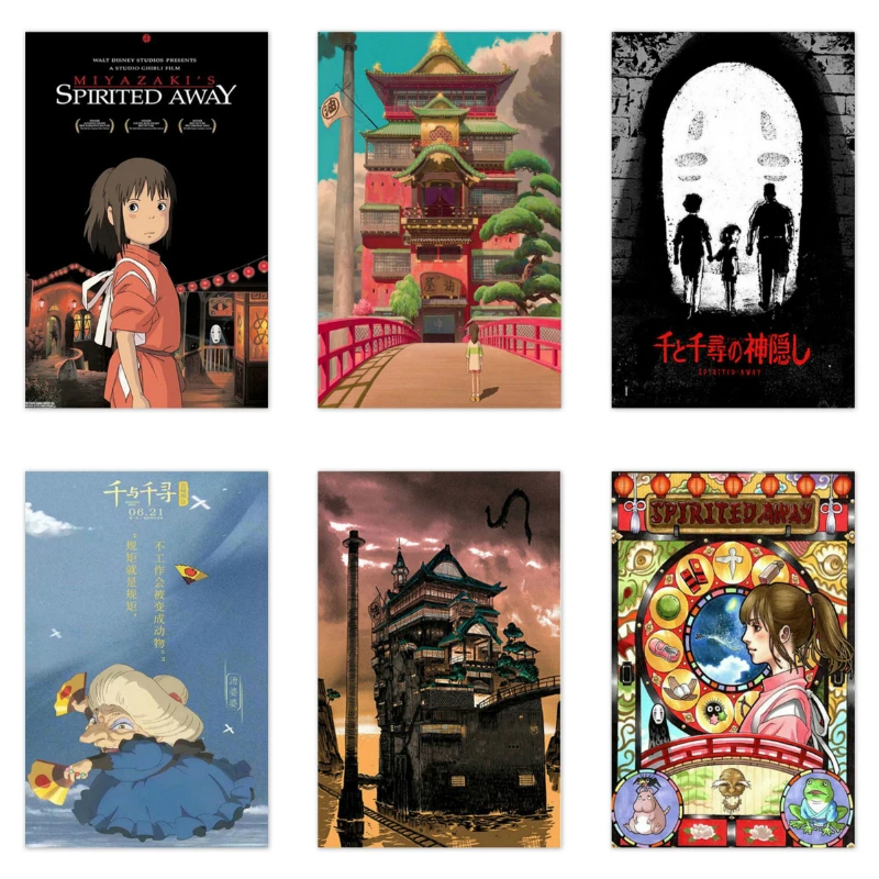 

Miyazaki Classic Movie Wall Art Wall Decor Pirited Away Japan Cartoon Anime Poster Prints Canvas Painting Picture for Home Decor